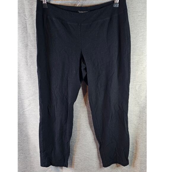 Eileen Fisher Petite Capri Pull On Pants Stretch Viscose Blend Black Womens PM - Picture 1 of 5